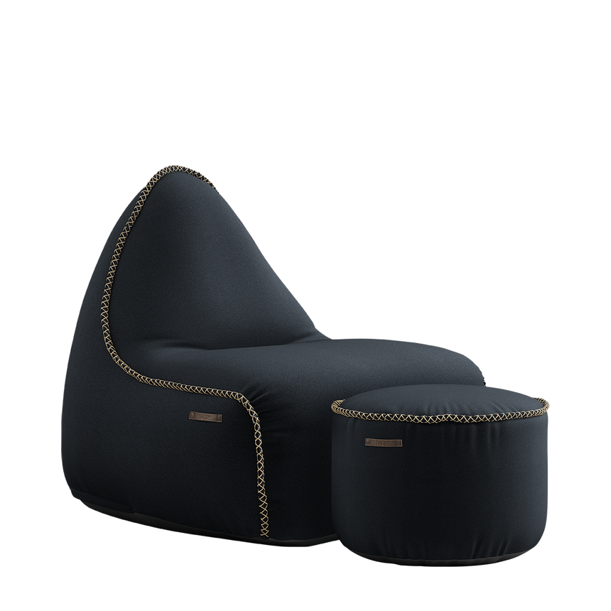 Cura Lounge Chair Black + Pouf - ZEN ZONE