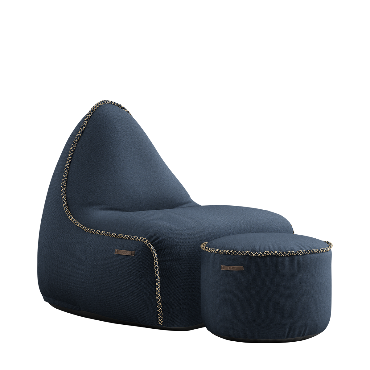 Cura Lounge Chair Dark Blue + Pouf - ZEN ZONE