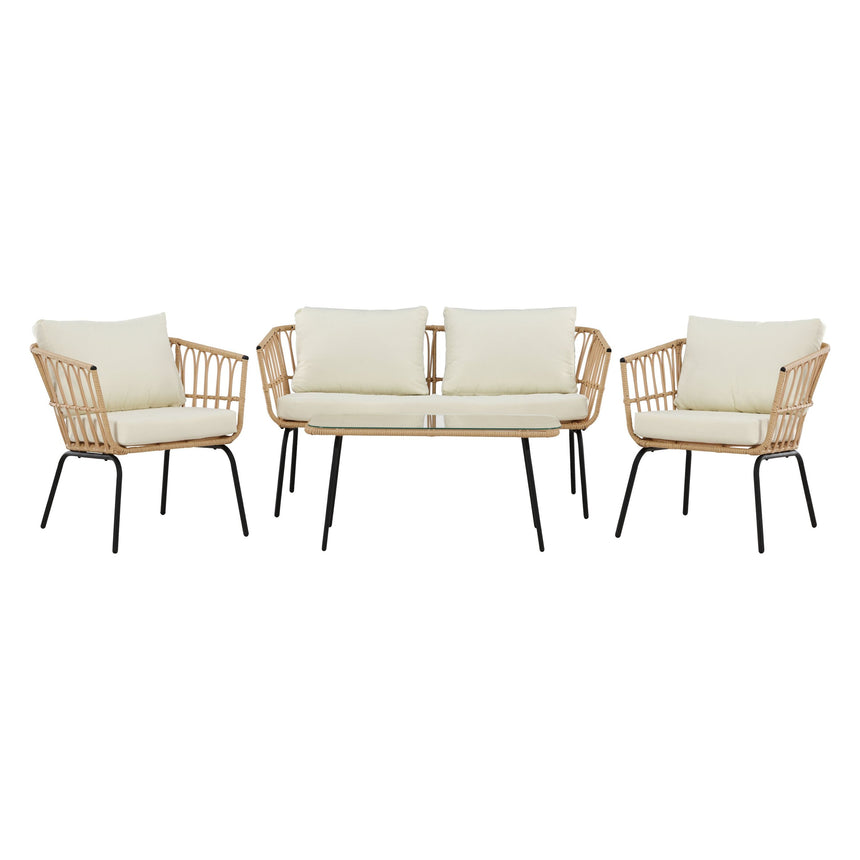 Ortigia Lounge Set Schwarz / Natur Rattan - ZEN ZONE Furniture