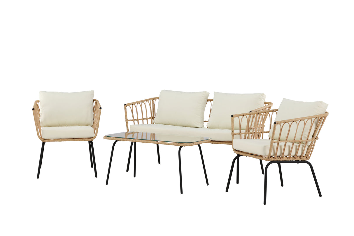 Ortigia Lounge Set Schwarz / Natur Rattan