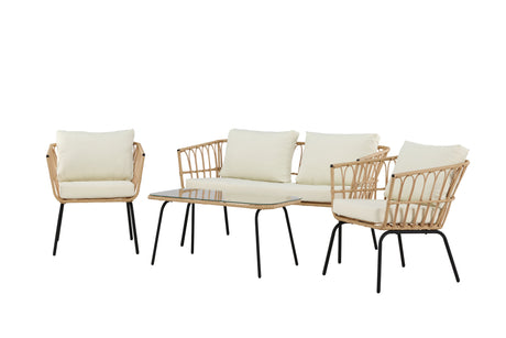 Ortigia Lounge Set Schwarz / Natur Rattan - ZEN ZONE Furniture