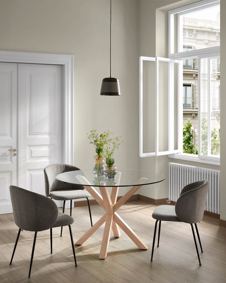 Minna Stuhl dunkelgrau und Stahlbeinen mit schwarzem Finish - ZEN ZONE Furniture