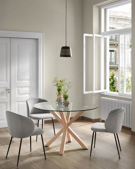 Minna Stuhl hellgrau und Stahlbeinen mit schwarzem Finish - ZEN ZONE Furniture