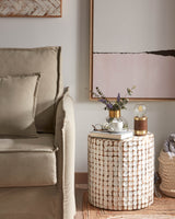Necoco Beistelltisch aus massivem Mangoholz und Kokosnussschale Ø 40 cm - ZEN ZONE Furniture