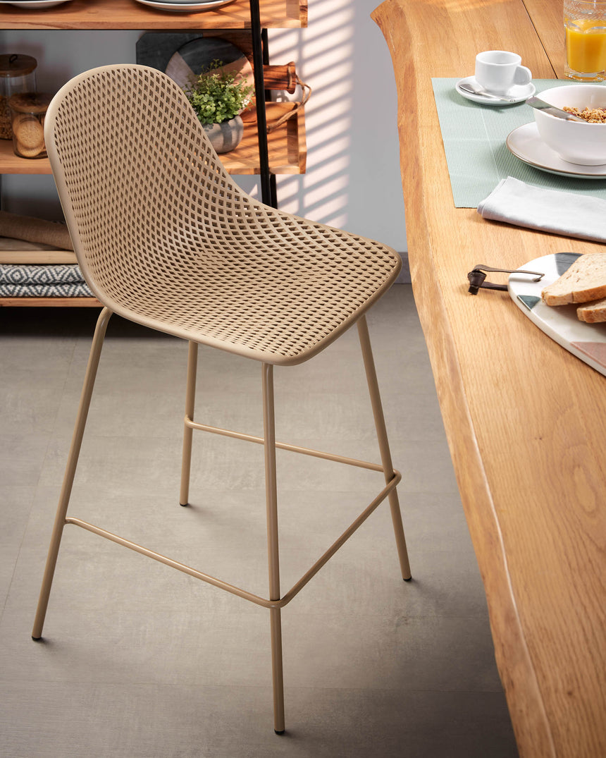Quinby Barhocker beige Höhe 75 cm - ZEN ZONE Furniture