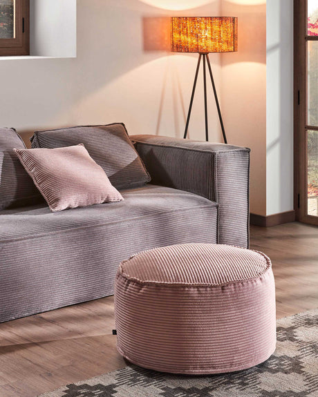 Wilma großer Pouf breiter Cord rosa Ø 70 cm - ZEN ZONE Furniture