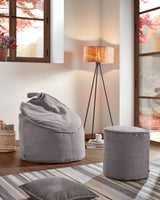 Wilma Pouf breiter Cord grau Ø 80 cm - ZEN ZONE Furniture