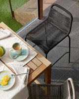 Lambton stapelbarer Hocker aus schwarzem Seil und Stahl mit schwarzem Finish Höhe 74 cm - ZEN ZONE Furniture