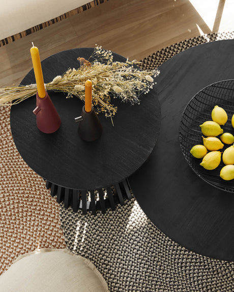 Jeanette Beistelltisch aus massivem Mindiholz schwarz Ø 50 cm - ZEN ZONE Furniture