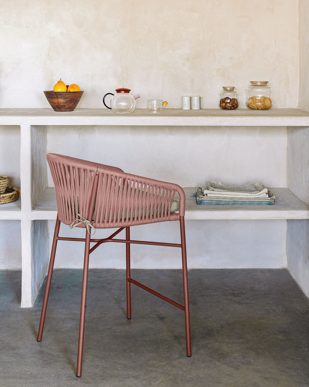 Yanet stapelbarer Hocker aus Seil in Terrakotta Höhe 65 cm - ZEN ZONE Furniture