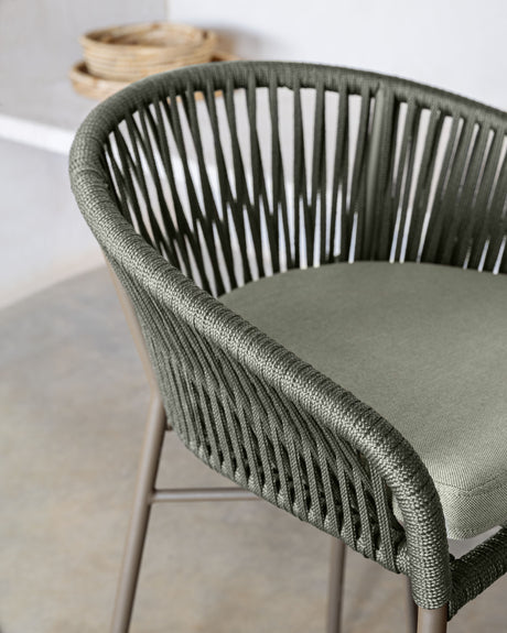 Yanet Hocker aus Seil in grün und verzinktem Stahl Höhe 58 cm - ZEN ZONE Furniture