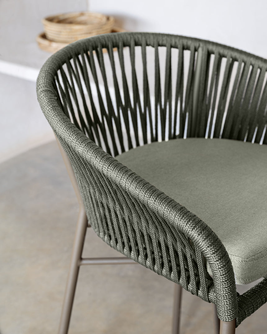 Yanet Hocker aus Seil in grün und verzinktem Stahl Höhe 58 cm - ZEN ZONE Furniture