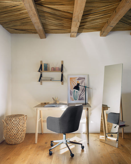 Madina Schreibtischstuhl dunkelgrau mit Beinen aus Stahl in Mattschwarz - ZEN ZONE Furniture