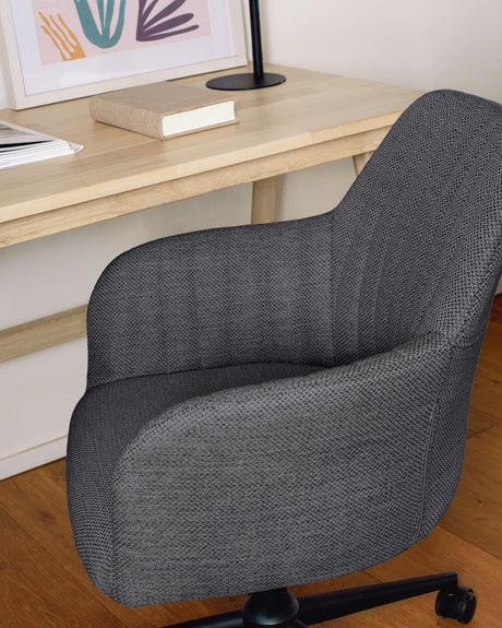 Madina Schreibtischstuhl dunkelgrau mit Beinen aus Stahl in Mattschwarz - ZEN ZONE Furniture