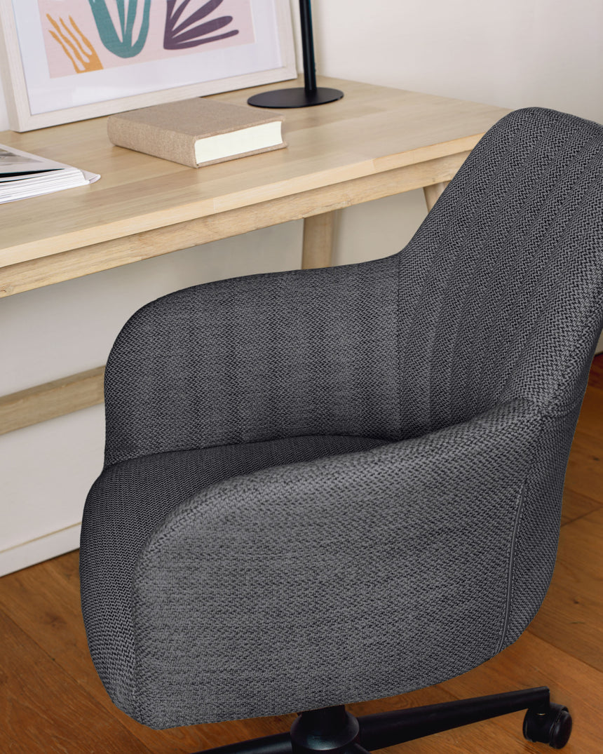 Madina Schreibtischstuhl dunkelgrau mit Beinen aus Stahl in Mattschwarz - ZEN ZONE Furniture