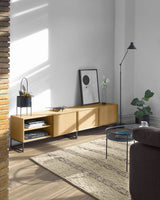 Taiana TV-Schrank 2 Türen Eichenfurnier und Stahlgestell mit schwarzem Finish 112 x 51 cm - ZEN ZONE Furniture