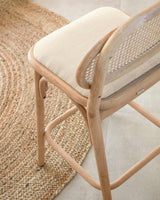 Doriane Hocker massive Eiche naturbelassen mit gepolstertem Sitz 65 cm hoch FSC Mix Credit - ZEN ZONE Furniture