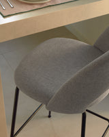 Mahalia Barhocker hellgrau und Stahl mit schwarzem Finish Höhe 63 cm - ZEN ZONE Furniture