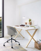 Yvette Schreibtischstuhl in Hellgrau mit schwarzen Stahlbeinen - ZEN ZONE Furniture