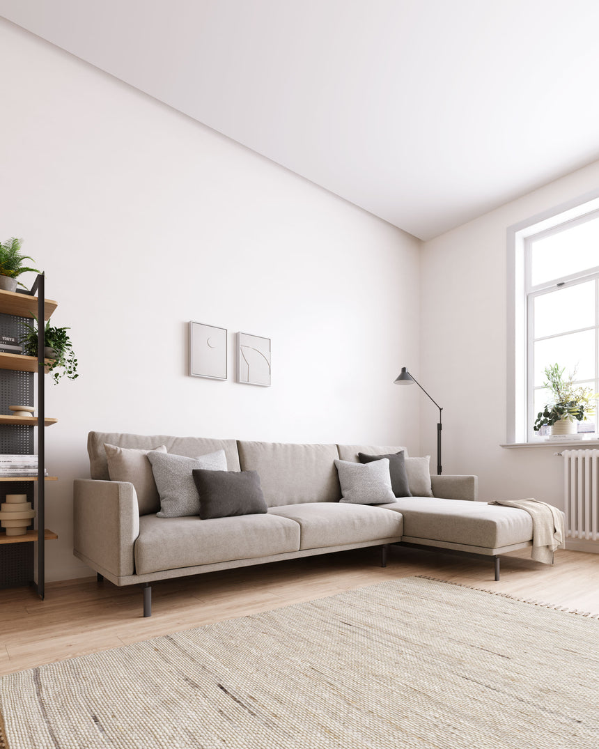 Galene 4-Sitzer Sofa beige mit Chaiselongue rechts 314 cm - ZEN ZONE Furniture