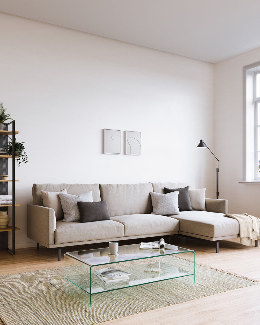 Galene 4-Sitzer Sofa beige mit Chaiselongue rechts 314 cm - ZEN ZONE Furniture