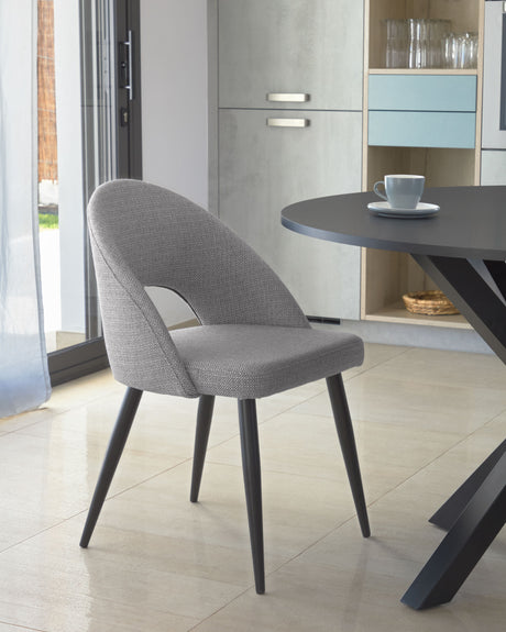 Stuhl Mael grauer mit Stahlbeinen mit schwarzem Finish - ZEN ZONE Furniture
