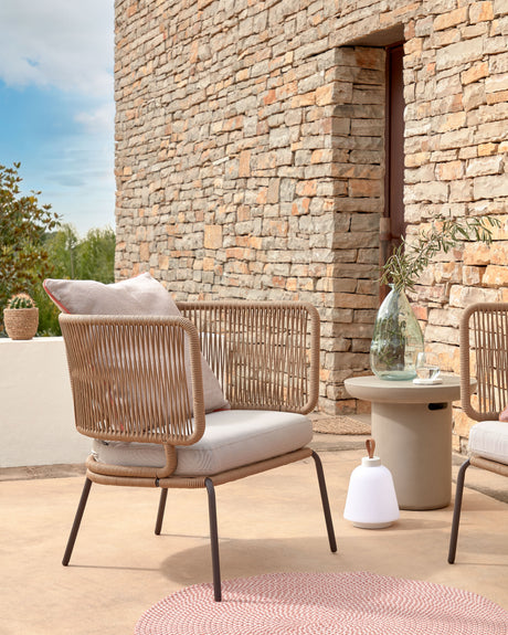 Nadin Sessel aus beigem Seil und Beinen aus verzinktem Stahl - ZEN ZONE Furniture