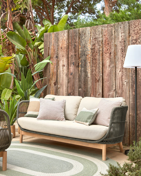 Catalina 3-Sitzer Sofa aus grünem Seil und massivem Akazienholz 170 cm 100% FSC - ZEN ZONE Furniture