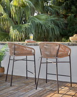 Yanet Hocker aus beigem Seil und verzinktem Stahl Höhe 80 cm - ZEN ZONE Furniture