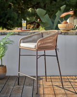 Yanet Hocker aus beigem Seil und verzinktem Stahl Höhe 80 cm - ZEN ZONE Furniture