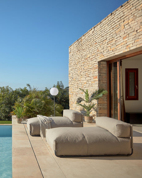 Square Puff Modularsofa longue m. Rückenlehne 100% outdoor grün und Alu schwarz 165x101 cm - ZEN ZONE Furniture