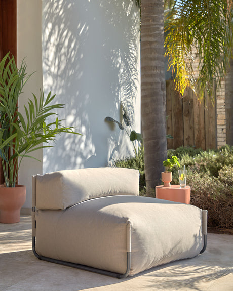 Square Puff Modularsofa m. Rückenlehne 100% outdoor grün und Aluminium schwarz 101 x 101cm - ZEN ZONE Furniture