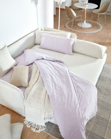Tanit Schlafsofa weiß und Beine aus massivem Buchenholz mit natürlichem Finish 210 cm - ZEN ZONE Furniture