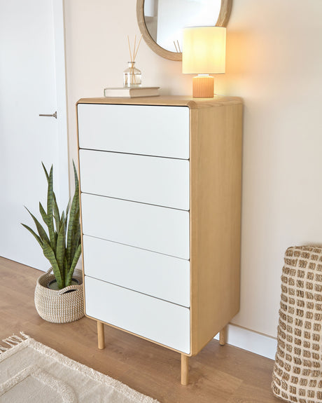 Eshe Tischlampe aus Keramik in der Farbe Terrakotta und weiß - ZEN ZONE Furniture