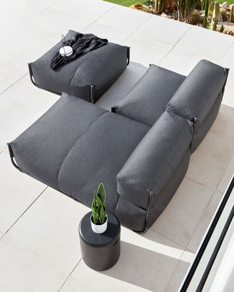 Taimi Outdoor Hocker aus Zement mit schwarzem Finish Ø 35 cm - ZEN ZONE Furniture
