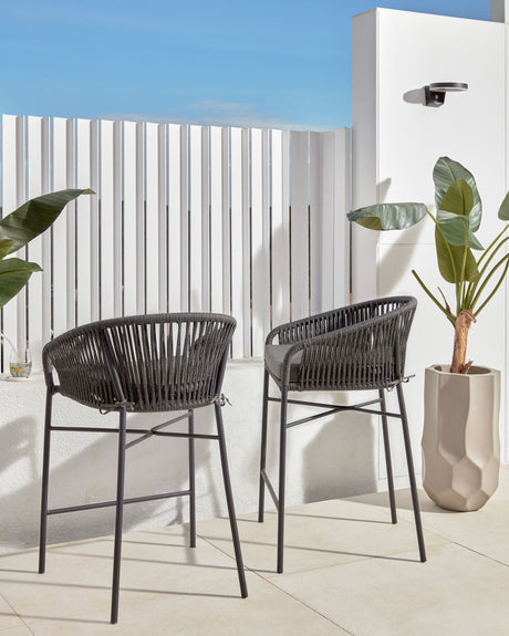 Yanet Hocker aus schwarzem Seil Höhe 65 cm - ZEN ZONE Furniture