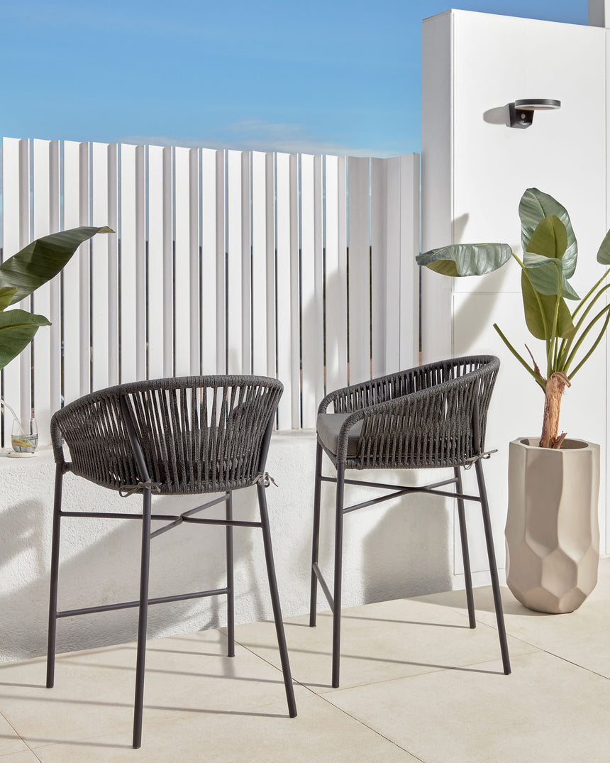 Yanet Hocker aus schwarzem Seil Höhe 65 cm - ZEN ZONE Furniture
