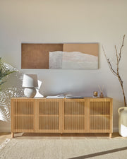 Beyla Sideboard 4 Türen massive Eiche und Furnier 180 x 71,5 cm FSC 100 % - ZEN ZONE Furniture