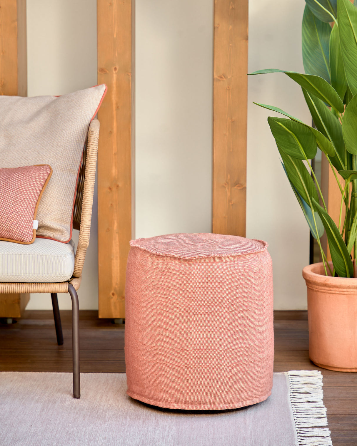 Isaura runder Pouf 100% PET terrakotta Ø 40 cm - ZEN ZONE Furniture