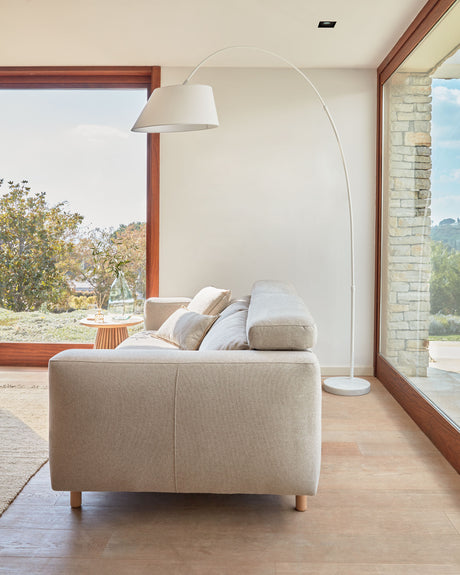 Singa 3-Sitzer Sofa mit verstellbarer Kopfstütze und ausziehbarem Sitz beige 215 cm FSC Mix Credit - ZEN ZONE Furniture