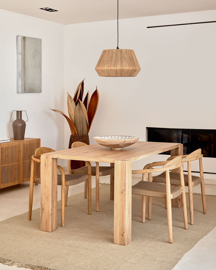 Deyanira Tisch mit Eichenfurnier und massiven Eichenbeinen 160 x 90 cm - ZEN ZONE Furniture