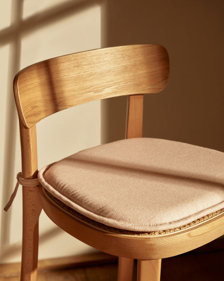 Romane Hocker aus Buchenholz mit natürlichem Finish, Eschenfurnier und Rattan Höhe 75 cm - ZEN ZONE Furniture