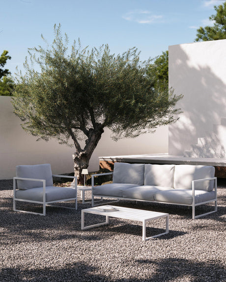 Couchtisch Comova 100% outdoor aus Aluminium weiß 60 x 114 cm - ZEN ZONE Furniture