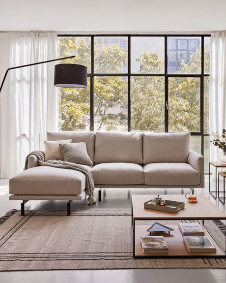 Galene 3-Sitzer Sofa beige mit Chaiselongue links 254 cm - ZEN ZONE Furniture