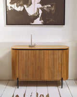 Licia Highboard 2 Türen aus massivem Mangoholz und schwarz lackiertem Metall 120 x 80 cm - ZEN ZONE Furniture