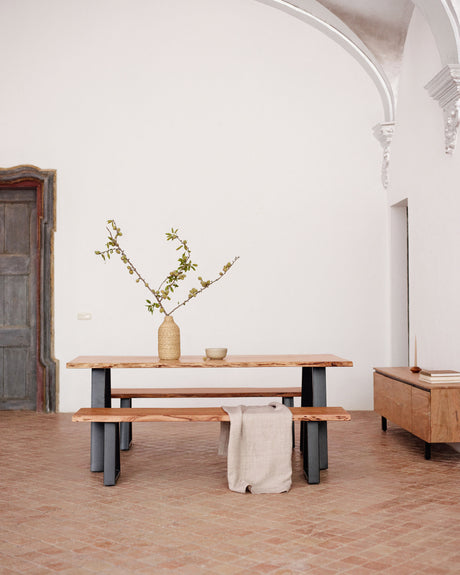 Alaia Bank aus massivem Akazienholz und Stahl schwarz lackiert 160 cm - ZEN ZONE Furniture