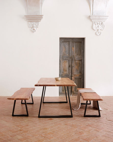 Alaia Bank aus massivem Akazienholz und schwarzen Stahlbeinen 140 cm - ZEN ZONE Furniture