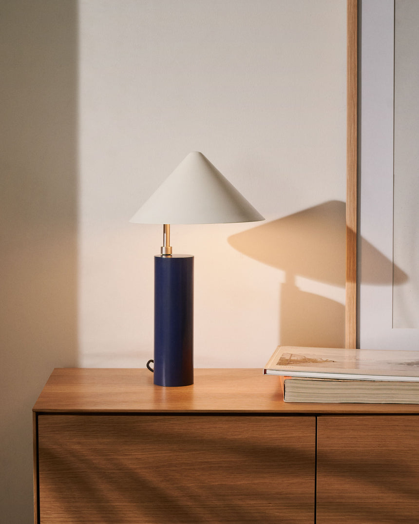 Shiva Tischlampe aus Metall in Blau und Weiß - ZEN ZONE Furniture