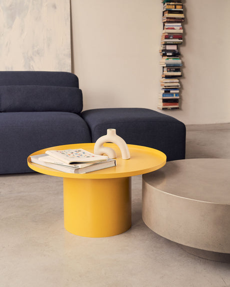 Fleksa runder Couchtisch aus Metall in Senfgelb Ø 72 cm - ZEN ZONE Furniture