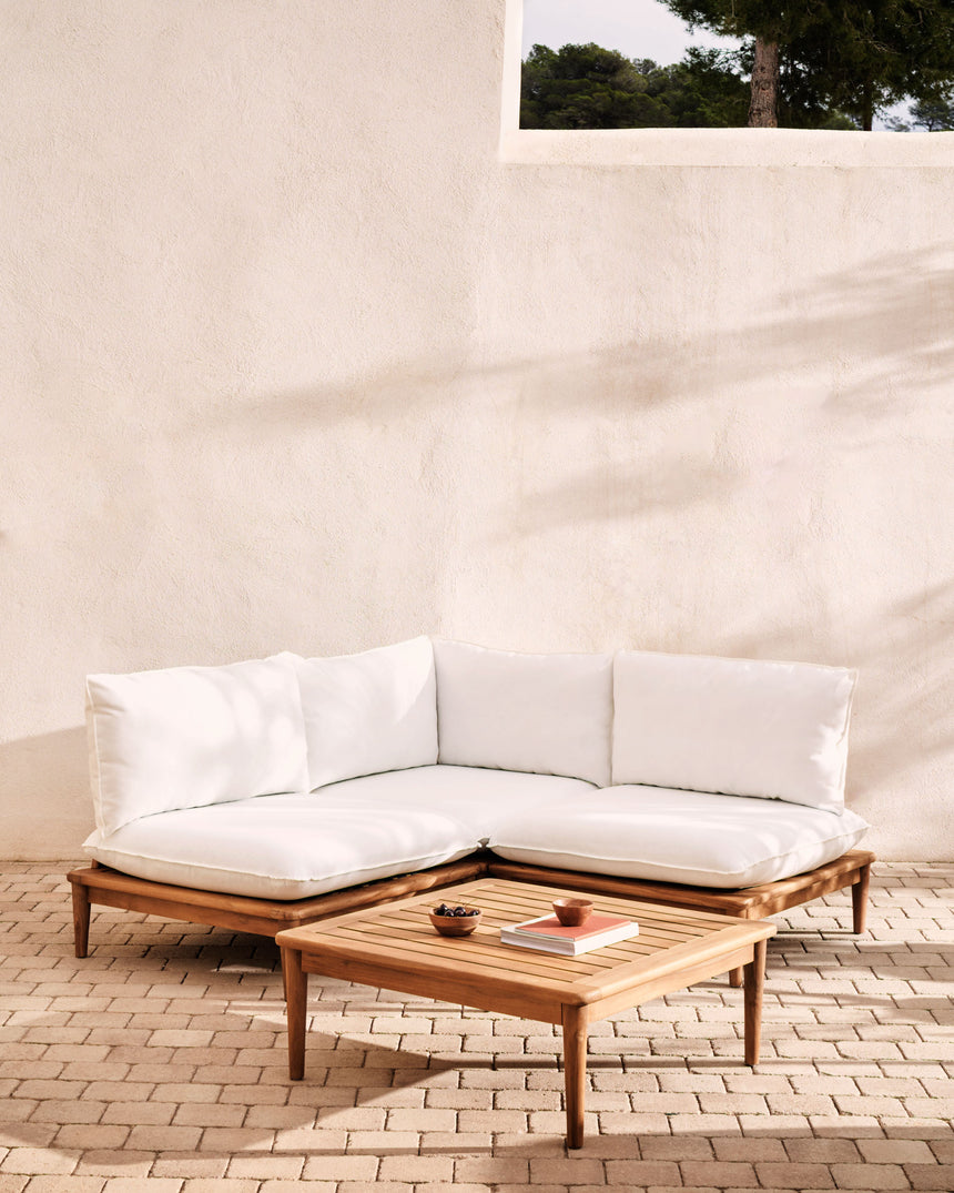 Portitxol modulares Set Ecksessel, 2 Sessel und Couchtisch aus massivem Teakholz - ZEN ZONE Furniture